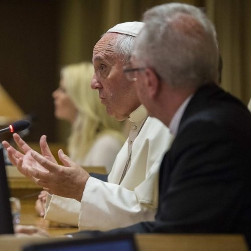 Pope Francis speaks at the two-day conference on climate change and modern slavery in Rome, hosted by the Vatican’s Pontifical Academies of Sciences and Social Sciences. Pope Francis speaks at the two-day conference on climate change and modern slavery in Rome, hosted by the Vatican’s Pontifical Academies of Sciences and Social Sciences.