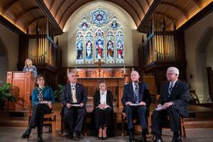 Panel at Oct. 2 pro-life event at Georgetown University. EWTN host Catherine Szeltner is shown introducing the speakers. Panel at Oct. 2 pro-life event at Georgetown University. EWTN host Catherine Szeltner is shown introducing the speakers.