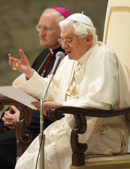 Pope Benedict delivers his weekly catechesis in Paul VI hall. Pope Benedict delivers his weekly catechesis in Paul VI hall.