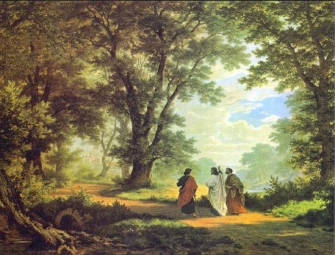 Robert Zünd, 1877, Road to Emmaus Robert Zünd, 1877, Road to Emmaus