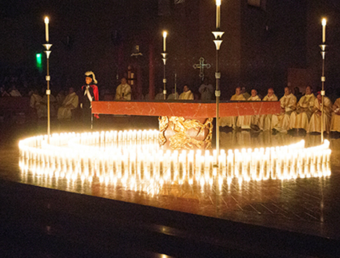 Candles at Requiem Mass for the Unborn representing the number of lives lost to abortion that day in Southern California alone. Candles at Requiem Mass for the Unborn representing the number of lives lost to abortion that day in Southern California alone.