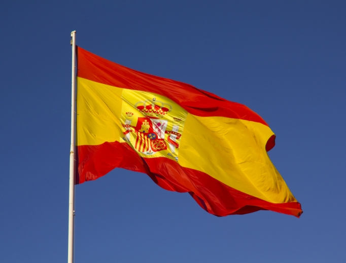 Spanish flag flying in the wind. Spanish flag flying in the wind.