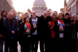 ECA (Ending Clergy Abuse) activists, deaf victims of childhood sexual abuse by Catholic clergy from Argentina, attorneys and survivors from different countries attend a twilight vigil Feb. 22 in Rome.
ECA (Ending Clergy Abuse) activists, deaf victims of childhood sexual abuse by Catholic clergy from Argentina, attorneys and survivors from different countries attend a twilight vigil Feb. 22 in Rome.