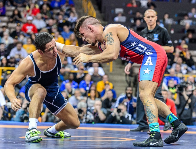 Wrestler Frank Molinaro in action, competing for the United States. Wrestler Frank Molinaro in action, competing for the United States.