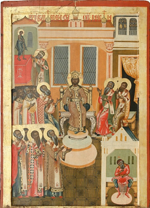Russian icon depicting the First Council of Nicaea Russian icon depicting the First Council of Nicaea