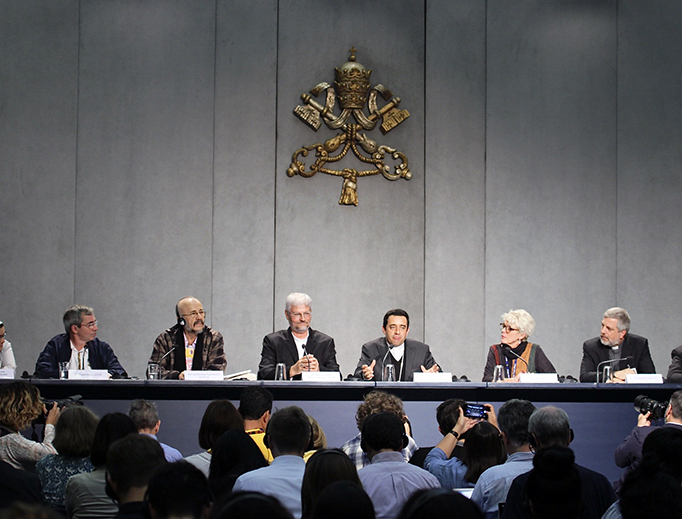 Amazon Synod participants address the daily media conference at the Vatican Oct. 25. Amazon Synod participants address the daily media conference at the Vatican Oct. 25.