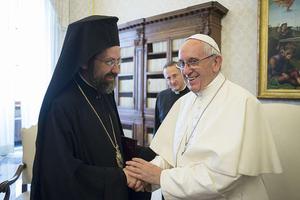Pope Francis meets with the delegation of the Ecumenical Patriarchate of Constantinople in Vatican City on June 27. Pope Francis meets with the delegation of the Ecumenical Patriarchate of Constantinople in Vatican City on June 27.