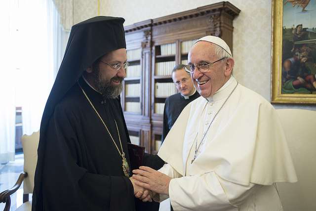 Pope Francis meets with the delegation of the Ecumenical Patriarchate of Constantinople in Vatican City on June 27. Pope Francis meets with the delegation of the Ecumenical Patriarchate of Constantinople in Vatican City on June 27.