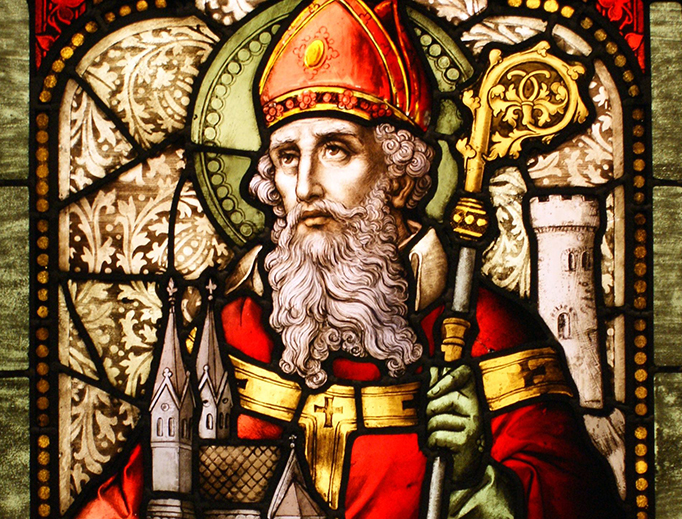 Saint Patrick stained glass window from Cathedral of Christ the Light, Oakland, California. Saint Patrick stained glass window from Cathedral of Christ the Light, Oakland, California.