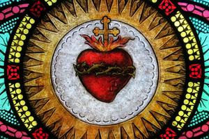 A window in All Saints Catholic Church in St. Peters, Missouri, features the Sacred Heart. A window in All Saints Catholic Church in St. Peters, Missouri, features the Sacred Heart.