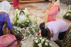 Devotees flock to the tomb of Blessed Mariam Thresia Chiramel Mankidiyan on her June 8 feast day. Devotees flock to the tomb of Blessed Mariam Thresia Chiramel Mankidiyan on her June 8 feast day.