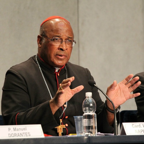 Cardinal Wilfrid Napier speaks at the Vatican Press Office on Oct. 14, 2014. Cardinal Wilfrid Napier speaks at the Vatican Press Office on Oct. 14, 2014.