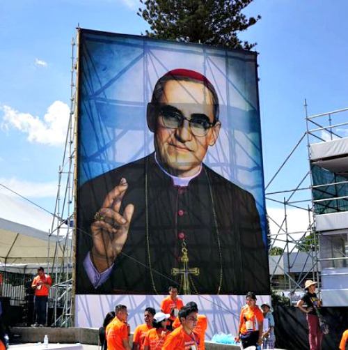 An image of Blessed Oscar Romero in San Salvador, El Salvador, after his beatification. An image of Blessed Oscar Romero in San Salvador, El Salvador, after his beatification.