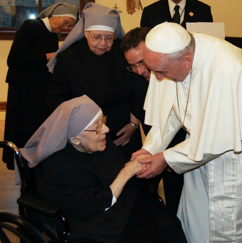 Pope Francis visits the Little Sisters of the Poor in Washington on Sept. 23, 2015.
Pope Francis visits the Little Sisters of the Poor in Washington on Sept. 23, 2015.