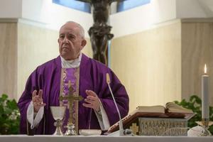 Pope Francis celebrates Mass at Casa Santa Marta on March 13, 2020. Pope Francis celebrates Mass at Casa Santa Marta on March 13, 2020.