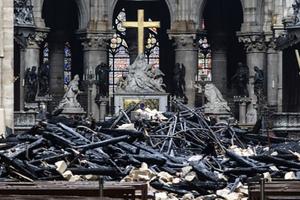 The Notre Dame altar is surrounded by charred debris April 16 amid the aftermath of the fire that devastated the cathedral April 15.
The Notre Dame altar is surrounded by charred debris April 16 amid the aftermath of the fire that devastated the cathedral April 15.