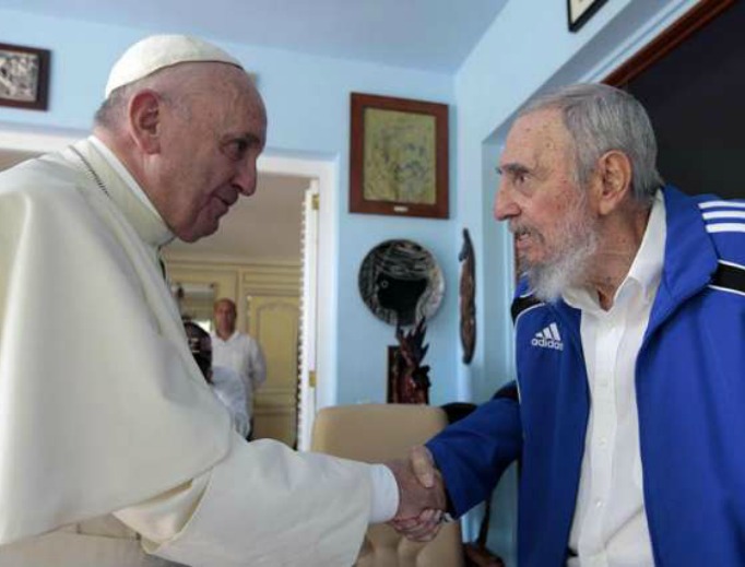 Pope Francis and Fidel Castro during their private meeting on Sept. 20, 2015, in Havana, Cuba.
Pope Francis and Fidel Castro during their private meeting on Sept. 20, 2015, in Havana, Cuba.