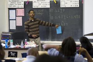 Desmond Shannon, a teacher from St. Joseph’s University’s first cohort, instructs students. Desmond Shannon, a teacher from St. Joseph’s University’s first cohort, instructs students.
