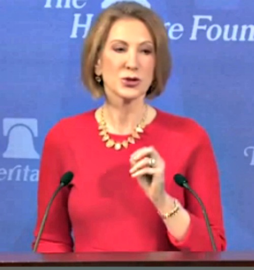 Carly Fiorina speaks Jan. 20 at 'Welcoming Everyday Life,' sponsored by the Heritage Foundation. Carly Fiorina speaks Jan. 20 at 'Welcoming Everyday Life,' sponsored by the Heritage Foundation.