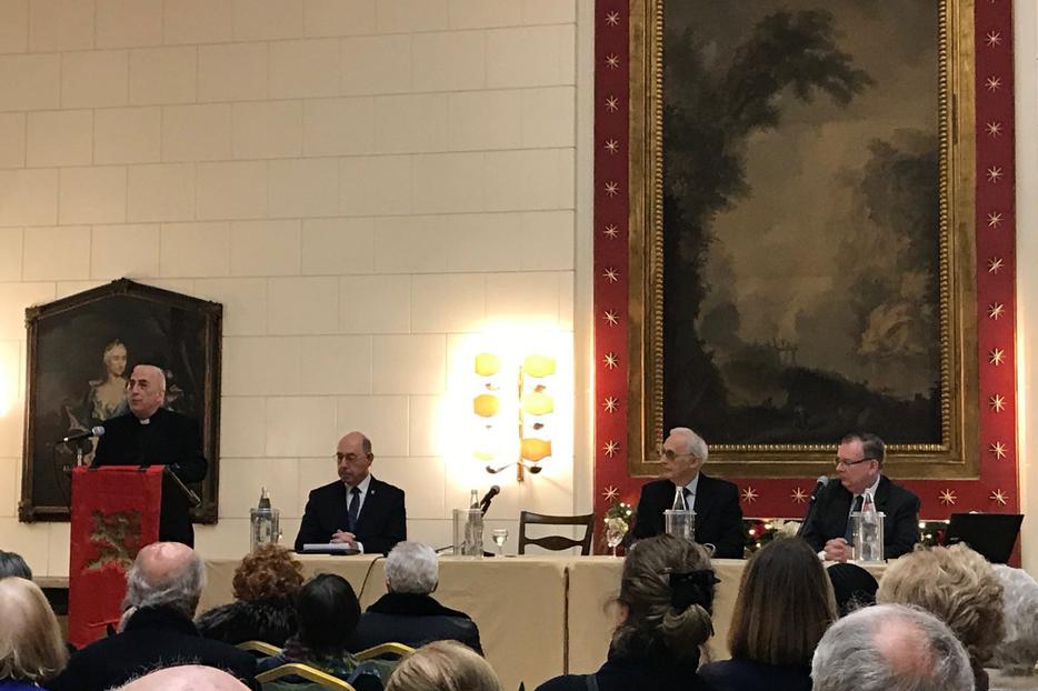 Msgr. Nicola Bux addressing the Nov. 29 conference in Rome. Msgr. Nicola Bux addressing the Nov. 29 conference in Rome.