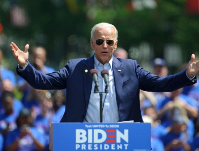 Former vice-president Joe Biden formally launches his 2020 presidential campaign during a rally May 18, 2019, at Eakins Oval in Philadelphia. Former vice-president Joe Biden formally launches his 2020 presidential campaign during a rally May 18, 2019, at Eakins Oval in Philadelphia.