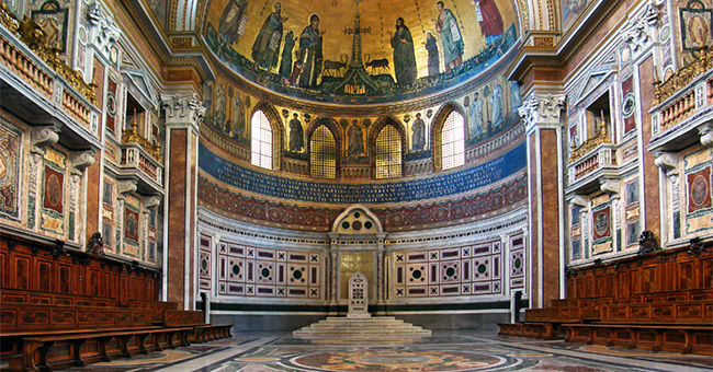 The papal cathedra in the Basilica of St. John Lateran The papal cathedra in the Basilica of St. John Lateran