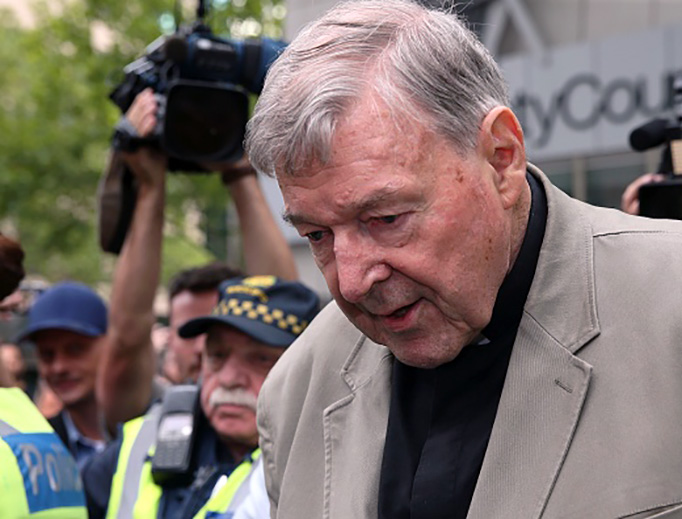 Cardinal George Pell leaves the County Court of Victoria in Melbourne, Australia, on Feb. 26, 2019. Cardinal George Pell leaves the County Court of Victoria in Melbourne, Australia, on Feb. 26, 2019.