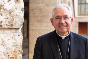 Archbishop José Gomez of Los Angeles, who was elected this week as president of the USCCB, is shown visiting the North American College in Rome Sept. 16. Archbishop José Gomez of Los Angeles, who was elected this week as president of the USCCB, is shown visiting the North American College in Rome Sept. 16.