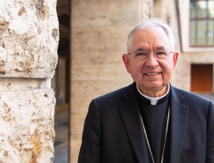 Archbishop José Gomez of Los Angeles, who was elected this week as president of the USCCB, is shown visiting the North American College in Rome Sept. 16. Archbishop José Gomez of Los Angeles, who was elected this week as president of the USCCB, is shown visiting the North American College in Rome Sept. 16.