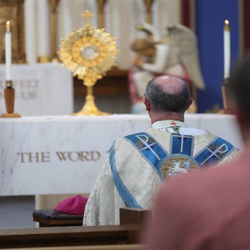 Bishop James Conley of Lincoln, Neb., in adoration of the Blessed Sacrament. Bishop James Conley of Lincoln, Neb., in adoration of the Blessed Sacrament.