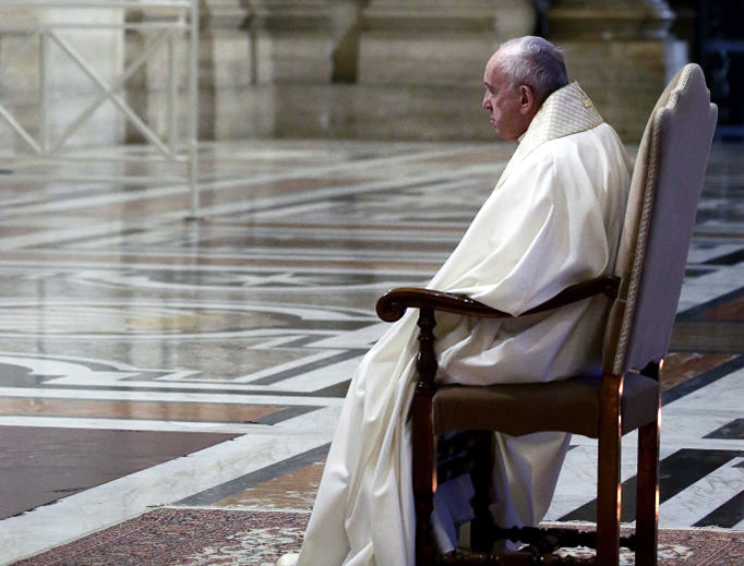 Pope Francis pauses in prayer before the Blessed Sacrament during the March 27 extraordinary ‘Urbi Et Orbi’ blessing at the Vatican. Pope Francis pauses in prayer before the Blessed Sacrament during the March 27 extraordinary ‘Urbi Et Orbi’ blessing at the Vatican.