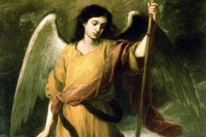 Bartolomé Esteban Murillo, “Archangel Raphael with Bishop Domonte” (detail) Bartolomé Esteban Murillo, “Archangel Raphael with Bishop Domonte” (detail)