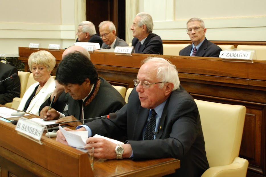 Senator Bernie Sanders addressing the Pontifical Academy of Social Sciences on Friday. Senator Bernie Sanders addressing the Pontifical Academy of Social Sciences on Friday.