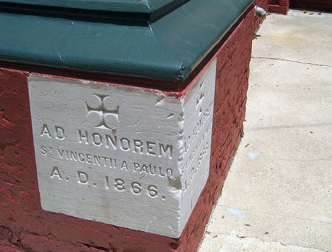 The cornerstone of St. Vincent De Paul Church in New Orleans in 2007
The cornerstone of St. Vincent De Paul Church in New Orleans in 2007