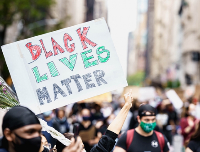 Black Lives Matter sign during Manhattan protest. Black Lives Matter sign during Manhattan protest.