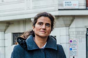 Author Fiorella de Maria walks along Baker Street. Author Fiorella de Maria walks along Baker Street.