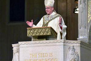 Archbishop Joseph F. Naumann of Kansas City in Kansas gives the homily during the Vigil Mass for the 2019 March for Life at the Basilica of the National Shrine of the Immaculate Conception in Washington D.C., Jan. 17, 2019. Archbishop Joseph F. Naumann of Kansas City in Kansas gives the homily during the Vigil Mass for the 2019 March for Life at the Basilica of the National Shrine of the Immaculate Conception in Washington D.C., Jan. 17, 2019.
