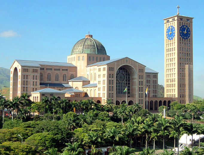 The Basilica of the National Shrine of Our Lady of Aparecida, in Aparecida, São Paulo, Brazil.
The Basilica of the National Shrine of Our Lady of Aparecida, in Aparecida, São Paulo, Brazil.