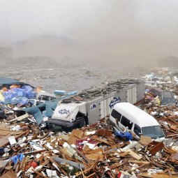 Houses and cars are swept out to sea in Kesennuma, Japan, March 11. A magnitude 8.9 earthquake, the strongest to hit Japan in 140 years, struck the northeast coast in the afternoon. The quake triggered a tsunami that swept away everything in its path, in cluding houses, ships, cars and farm buildings Houses and cars are swept out to sea in Kesennuma, Japan, March 11. A magnitude 8.9 earthquake, the strongest to hit Japan in 140 years, struck the northeast coast in the afternoon. The quake triggered a tsunami that swept away everything in its path, in cluding houses, ships, cars and farm buildings