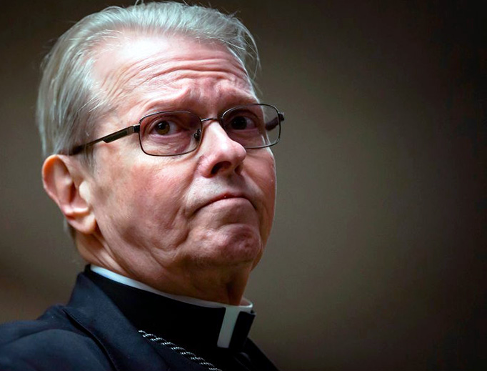 Bishop Edward Scharfenberger speaks to members of the media following the resignation of Bishop Richard Malone, during a press conference at the Diocese of Buffalo on Dec. 4, 2019. Bishop Edward Scharfenberger speaks to members of the media following the resignation of Bishop Richard Malone, during a press conference at the Diocese of Buffalo on Dec. 4, 2019.