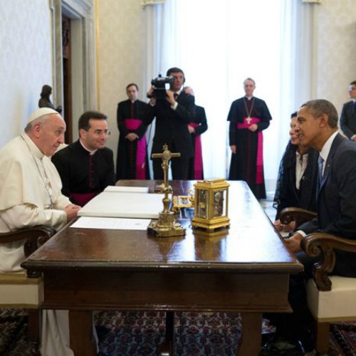 President Barack Obama meets with Pope Francis for a private audience at the Vatican, March 27, 2014. President Barack Obama meets with Pope Francis for a private audience at the Vatican, March 27, 2014.