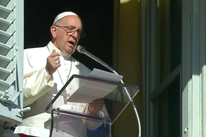 Pope Francis at today's Angelus. Pope Francis at today's Angelus.