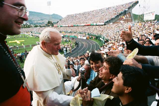 Pope St. John Paul II visits Colombia in 1986. Pope St. John Paul II visits Colombia in 1986.