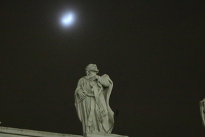 Statue of a saint on the top of the colonnade in St. Peter's Square. Statue of a saint on the top of the colonnade in St. Peter's Square.
