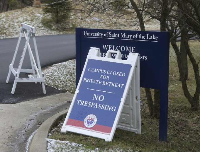 A sign outside the Mundelein Seminary asks the faithful to pray for U.S. based Roman Catholic bishops gathering there for a weeklong prayer retreat Jan. 2 in Mundelein, Illinois. The bishops are gathering to reflect on the church sexual abuse scandal ahead of a summit of the world's bishops next month at the Vatican aimed at forging a comprehensive response to the crisis. A sign outside the Mundelein Seminary asks the faithful to pray for U.S. based Roman Catholic bishops gathering there for a weeklong prayer retreat Jan. 2 in Mundelein, Illinois. The bishops are gathering to reflect on the church sexual abuse scandal ahead of a summit of the world's bishops next month at the Vatican aimed at forging a comprehensive response to the crisis.