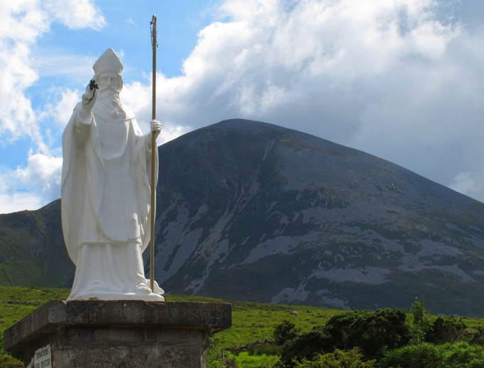 Statue of St. Patrick at Croagh Patrick in County Mayo, Ireland. Statue of St. Patrick at Croagh Patrick in County Mayo, Ireland.