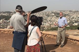 Leonardo Defilippis, the series narrator, films Messiah at Precipice Hill overlooking Nazareth. Leonardo Defilippis, the series narrator, films Messiah at Precipice Hill overlooking Nazareth.