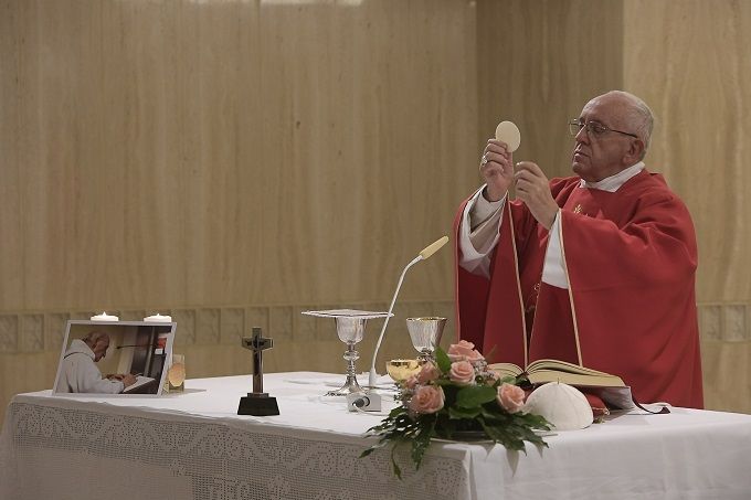 Pope Francis celebrates a Sept. 14 Mass in honor of Father Jacques Hamel. Pope Francis celebrates a Sept. 14 Mass in honor of Father Jacques Hamel.