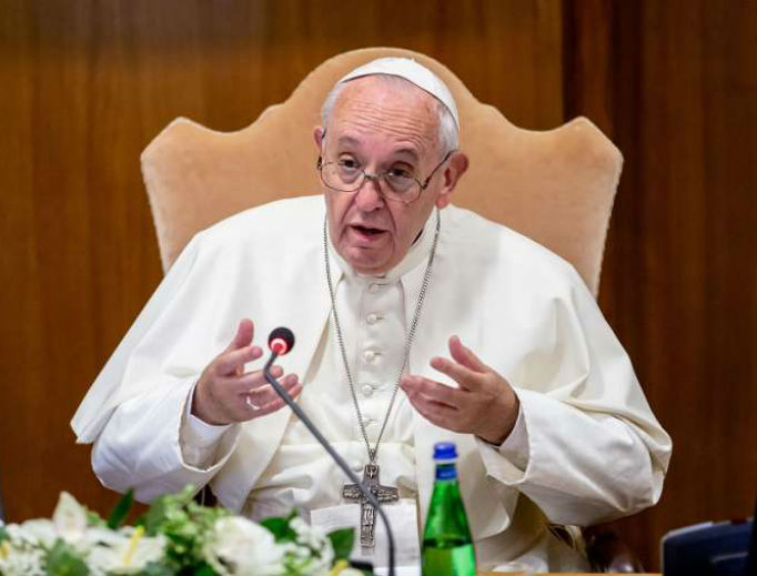 Pope Francis speaks at the opening of the Amazon synod Oct. 7. Pope Francis speaks at the opening of the Amazon synod Oct. 7.