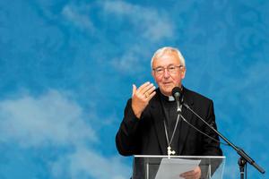 Cardinal Vincent Nichols of Westminster delivers a keynote address at the 2018 World Meeting of Families in Dublin, Ireland. Cardinal Vincent Nichols of Westminster delivers a keynote address at the 2018 World Meeting of Families in Dublin, Ireland.